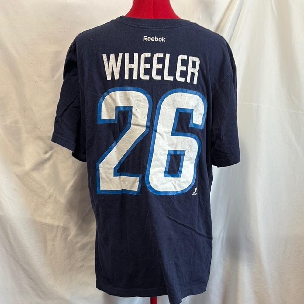 XL72 Reebok Blue Winnipeg Jets Wheeler Logo T Shirt - Picture 4 of 8